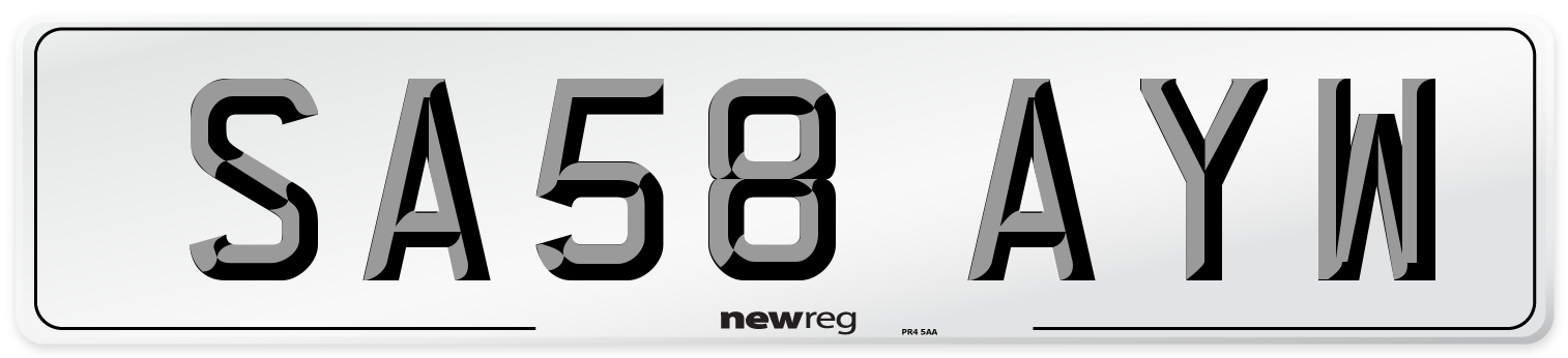 SA58 AYW Number Plate from New Reg